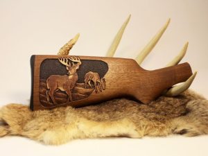 Roger Wolford gun stock carving - White Tail deer